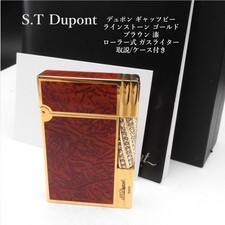 Working S.T.Dupont Gatsby Gold Brown Lacquer Gas Lighter w/Manual