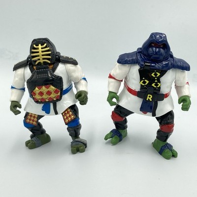 Vintage 1993 Playmates TMNT Night Ninja Raphael Leonardo Action Figures Lot of 2