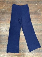 Vintage 70s Navy Boucle  Knit Flared Pants Small