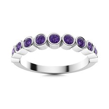 Natural Amethyst Sterling Silver Boho Full Eternity Womens day Ring Jewelry