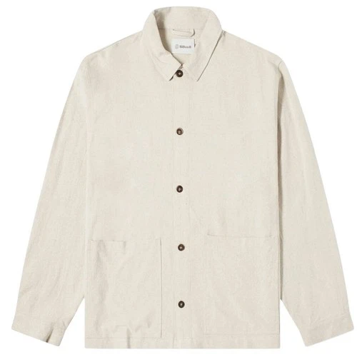 Satta Button Down Overshirt Ecru Mens Medium Linen Cotton Chore Jacket - product listing photo