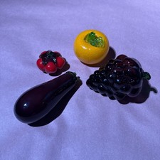 Vintage Retro Lot of Large Murano Style Art Glass Fruit Set Hand Blown Detailed