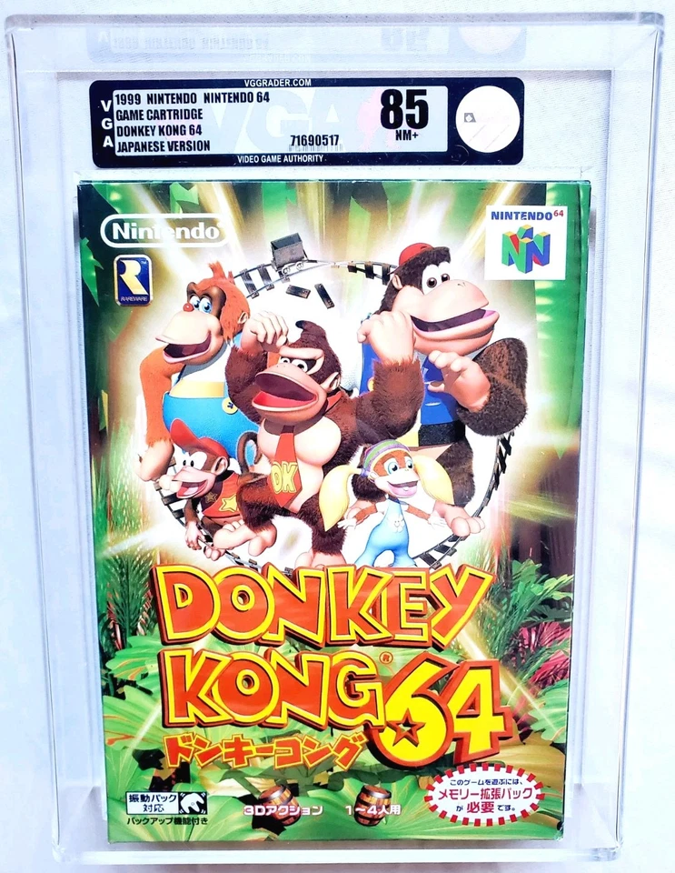 Brand New VGA 85 Graded DONKEY KONG NFR Nintendo N64 Japan Big Box 1999 Unopened - Image 4 of 4