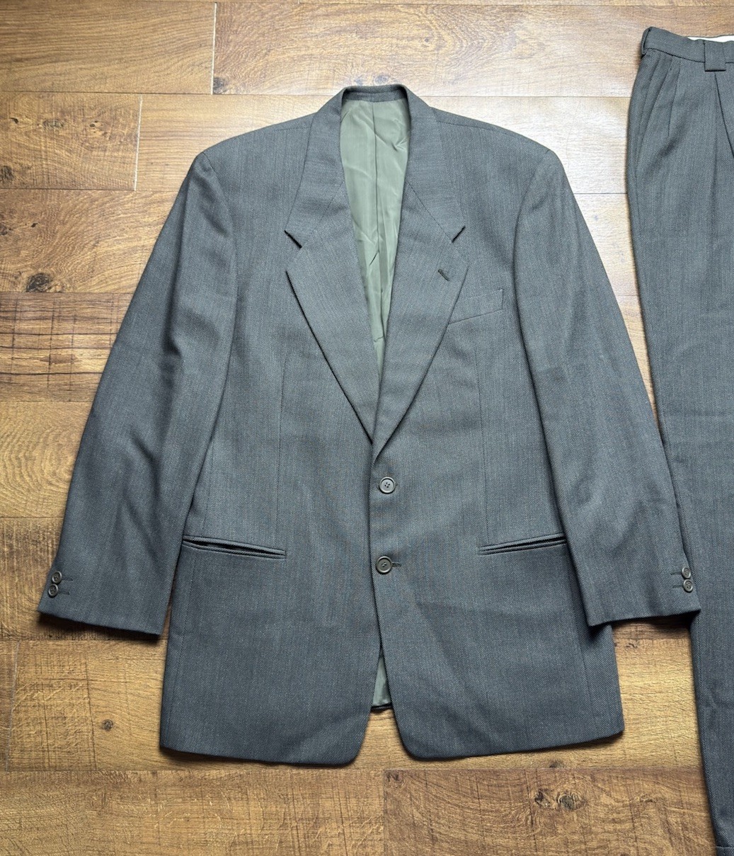 VTG Giorgio Armani Le Collezioni Mens 2pc Suit Wool Dark Green Sz 40L, 33X33 image 2