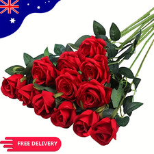 12 Heads Silk Rose Artificial Flowers Bouquet Buch Home Wedding Party Decor