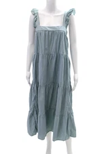 Nation LTD Womens Cotton Striped Sleeveless Trapeze Mid-Calf Dress Blue Size S