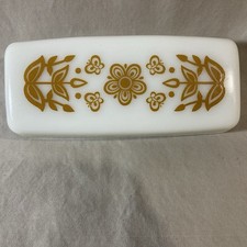 Vintage 1970s Pyrex Butterfly Gold Milk Glass Butter Dish Cover Only