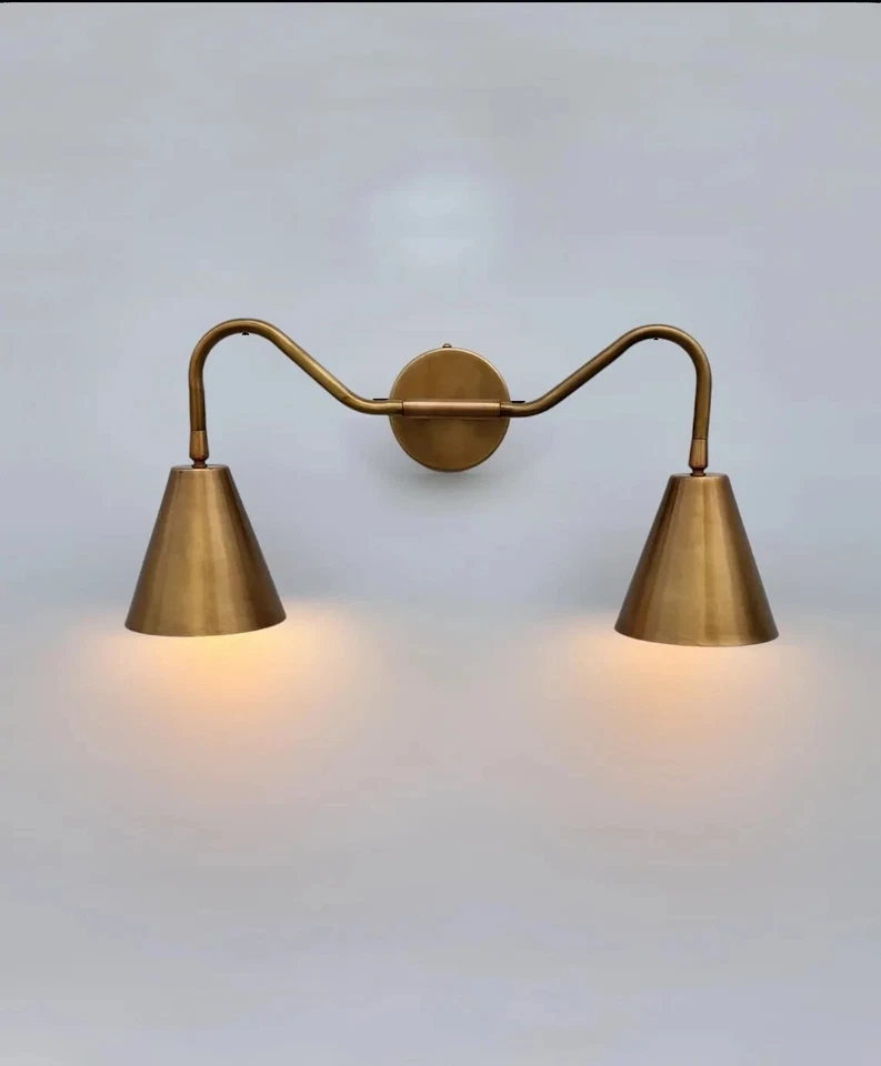 Handcrafted Double Arm Light Articulated Brass Wall Sconce Mid-Century style - Image 2 of 4