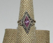 Sterling Silver 925 Amethyst Marcasite Ring 3.6 Grams Size 8 Diamond Shape