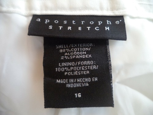 Misses Core White Apostrophe Stretch Crop Pants. Size 16. 98% Cotton/ 2% Spandex - Picture 9 of 10