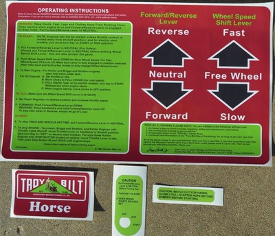 Troy Bilt Horse Tine Hood Decal Horse 2     2156 (6/84)  Master Kit 