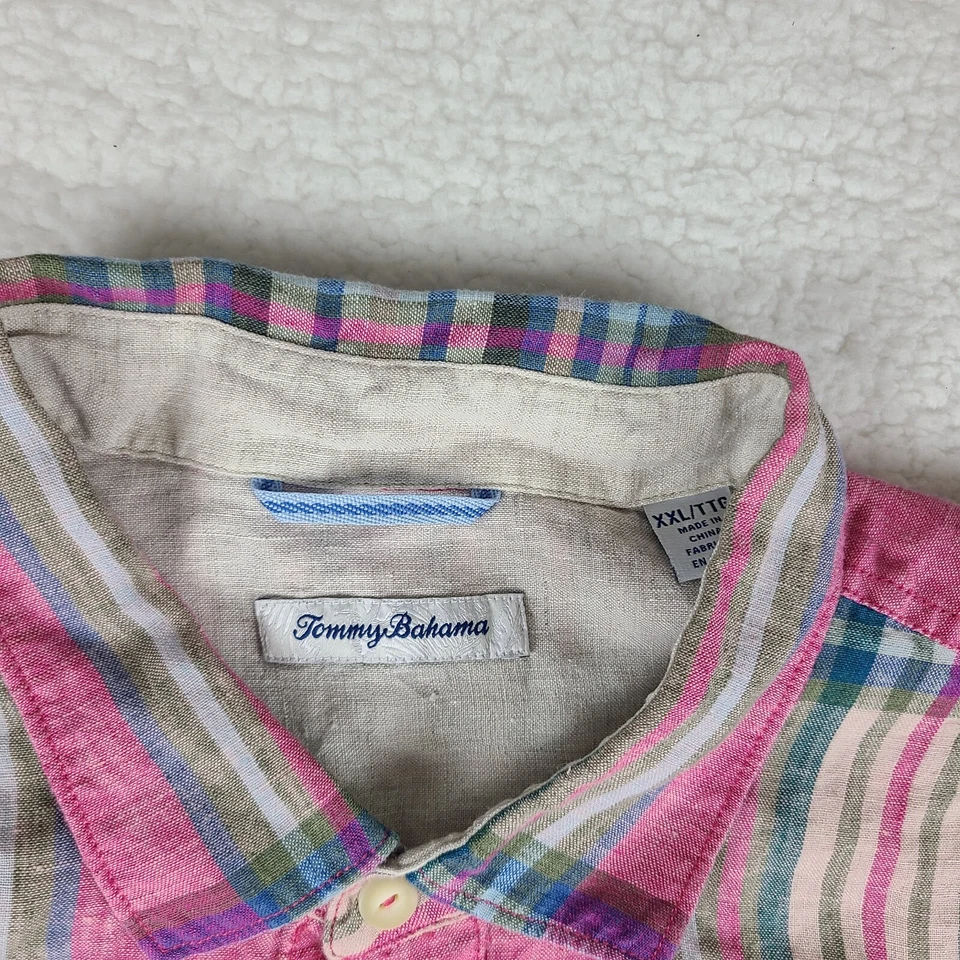 Camisa de vestir Tommy Bahama para hombre 2XL XXL multicolor a cuadros lino abotonada Foto 4 de 4