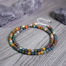 Ocean Jasper 4mm Beaded Choker Healing Dainty Women Boho Style Crystal Necklace