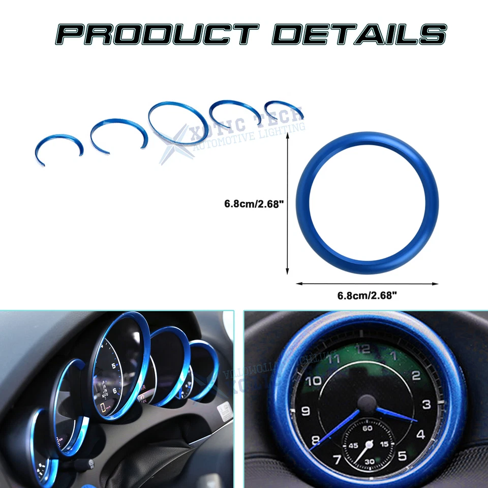 Cuadro medidor tablero reloj anillo moldura para Porsche Cayenne Panamera Foto 4 de 4