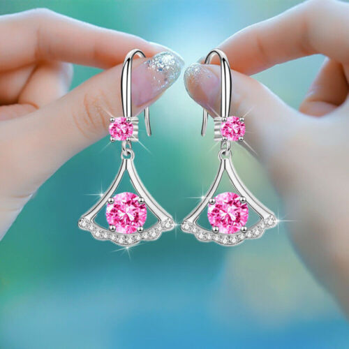 Crystal 925 Sterling Silver Swirl Hook Earrings Fashion Women UK Jewelry Gif17 - Picture 4 of 29
