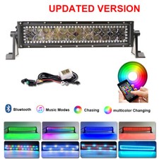 13.5 Inch Off-Road LED Light Bar RGB Halo Ring Chasing 12/14" Bluetooth Control