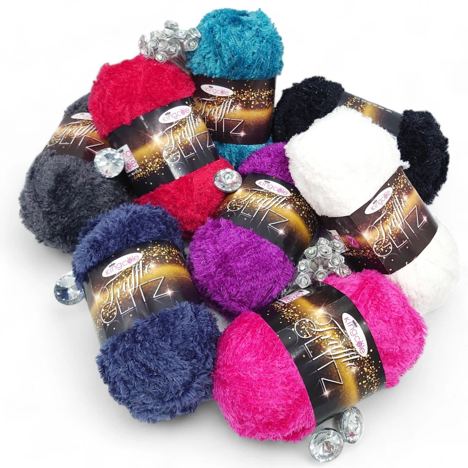 TRUFFLE Glitz Eyelash Knitting Yarn Sparkle Soft Teddy Bear Fur King Cole 100g