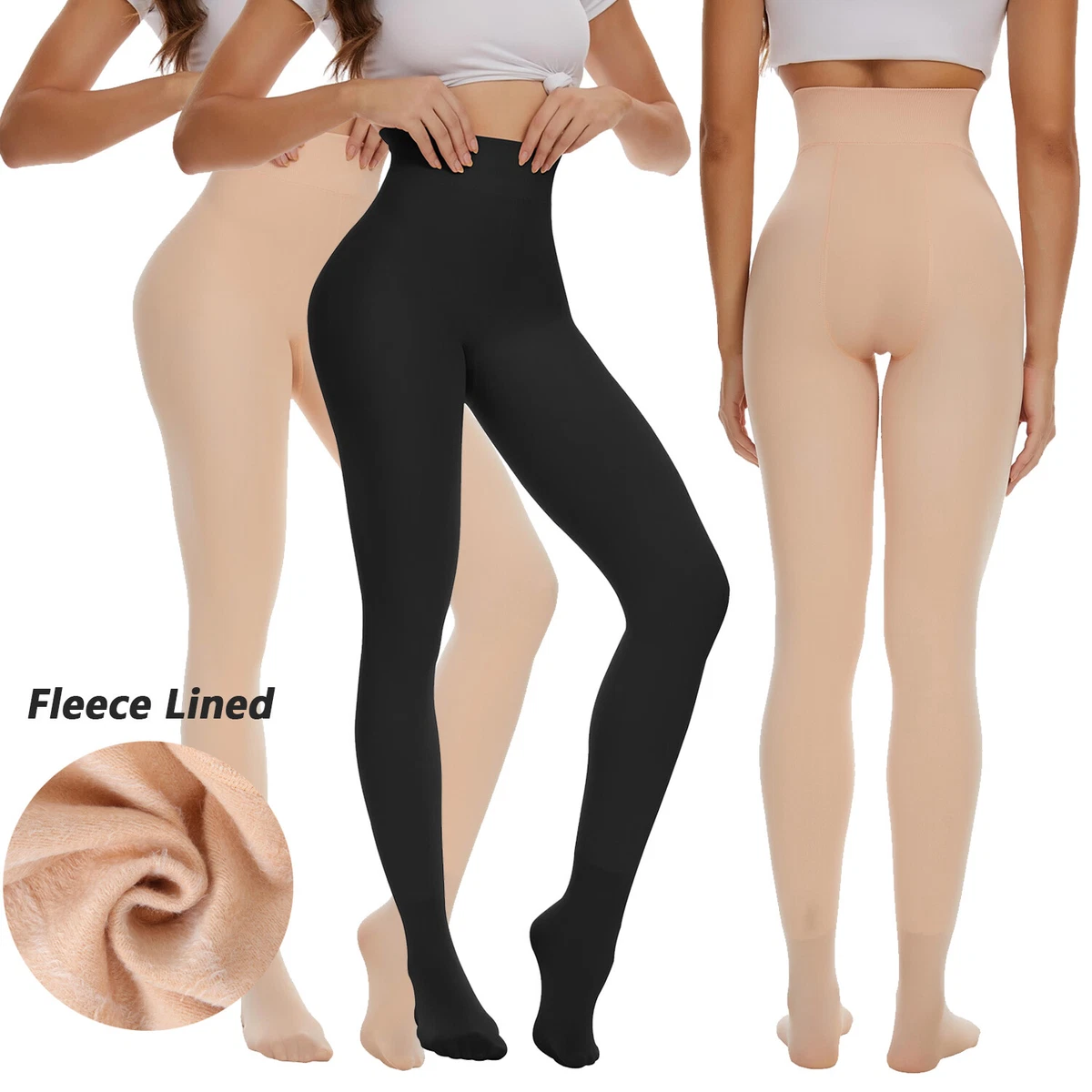 Compression Leggings Women Fleece Lined Hight Waist Solid Lady Thermal  Leggings