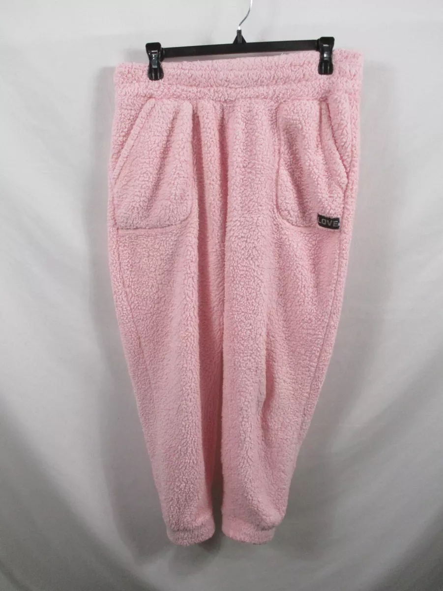 No Boundaries Womens Pajama Pants Large Pink Elastic Waist Pockets Polyester