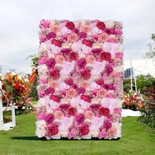 6Pcs Flower Wall Panel Floral Backdrop Wedding Party Home Artificial Flower Deco