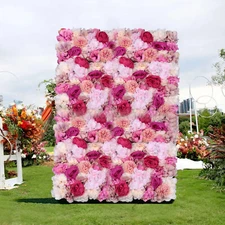 6Pcs Flower Wall Panel Floral Backdrop Wedding Party Home Artificial Flower Deco