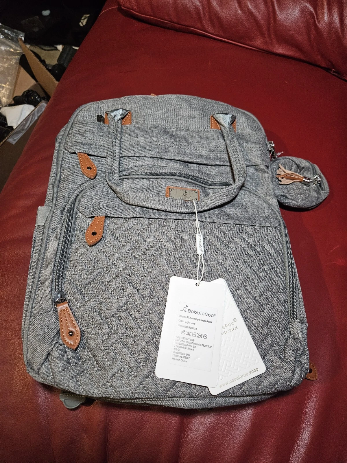 BabbleRoo Waterproof Diaper Bag Backpack - Baby Essentials Travel Tote