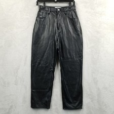 Abercrombie  Fitch Pants Women 28 6 Black Vegan Leather Straight High Rise