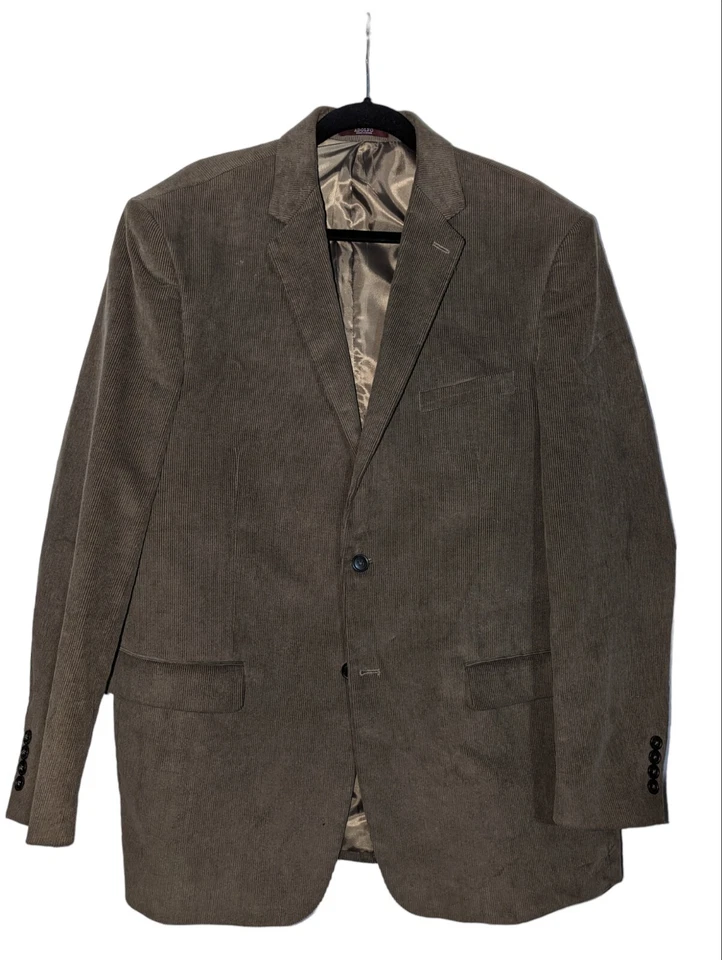 Adolfo Mens Blazer Sport Coat Two Button Casual Jacket Size 46L Corduroy Suits - Image 2 of 4