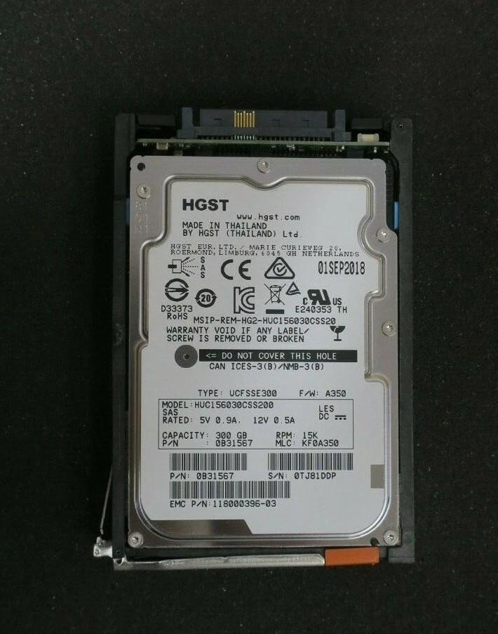 EMC 300GB 15K 2.5" SAS Hard Drive 005050933 V4-2S15-300 V6-2S15-300 SAN VNX VNXe - Image 3 of 4
