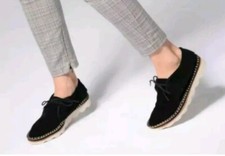 Image of CLARKS Size 3.5 (36 EU) LADIES DAMARA THRILL BLACK SUEDE FLAT SHOES BOXED NEW