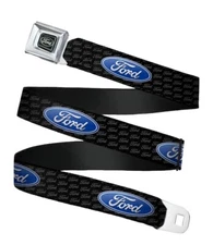 FORD Logo Adjustable Seatbelt BELT Buckle Belt Licensed Buckle Down (24”-38”)