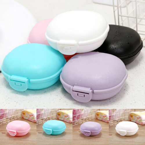 Portable Soap Dish Box Case Holder Container Lid Travel Sealed Shower Bathroom ◁ - Picture 1 of 17