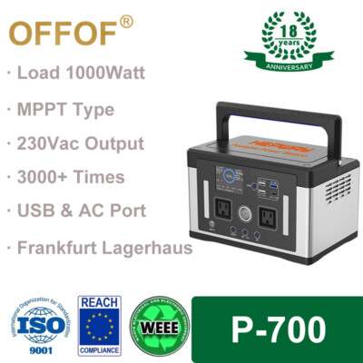 OFFOF Powerstation 577Wh 700W Tragbare Solargenerator Für Off-Grid Camping Life4