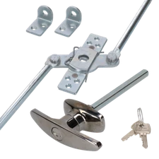 Chrome T-Handle & Two Point Top Bottom Rod Lock Door Trailer Horsebox