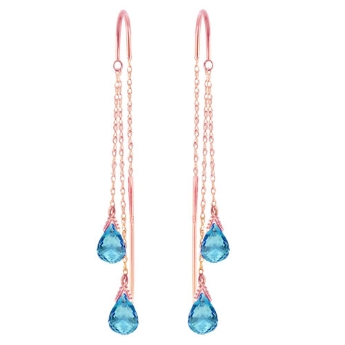 2.5 Carat 14K Solid Rose Gold Dangle Chandelier Earrings w/ Blue Topaz Gemstone - Picture 1 of 4