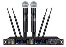 UHF PLL True Diversity Dual Stage Wireless Microphone mic System Rack Mountable