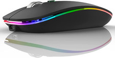 LED Wireless Mouse, G12 Slim Rechargeable Silent Mouse, 2.4G Portable USB Optica