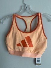 New Adidas Don  t Rest 3 Bars Sports Bra Medium Orange Women  s Halter GM6182