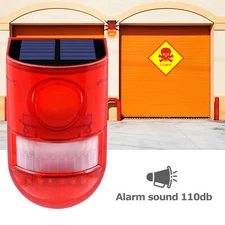 Solar Alarm Light Motion Detector Outdoor Waterproof 129db Security Siren Lamp