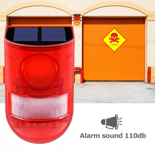 Solar Alarm Light Motion Detector Outdoor Waterproof 129db Security Siren Lamp - Picture 1 of 12