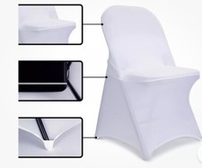25 PCS White Stretch Spandex Folding Chair Covers for Wedding Party Dining