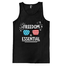 Freedom Is Essential - USA Red White & Blue Fireworks Men's Tank Top