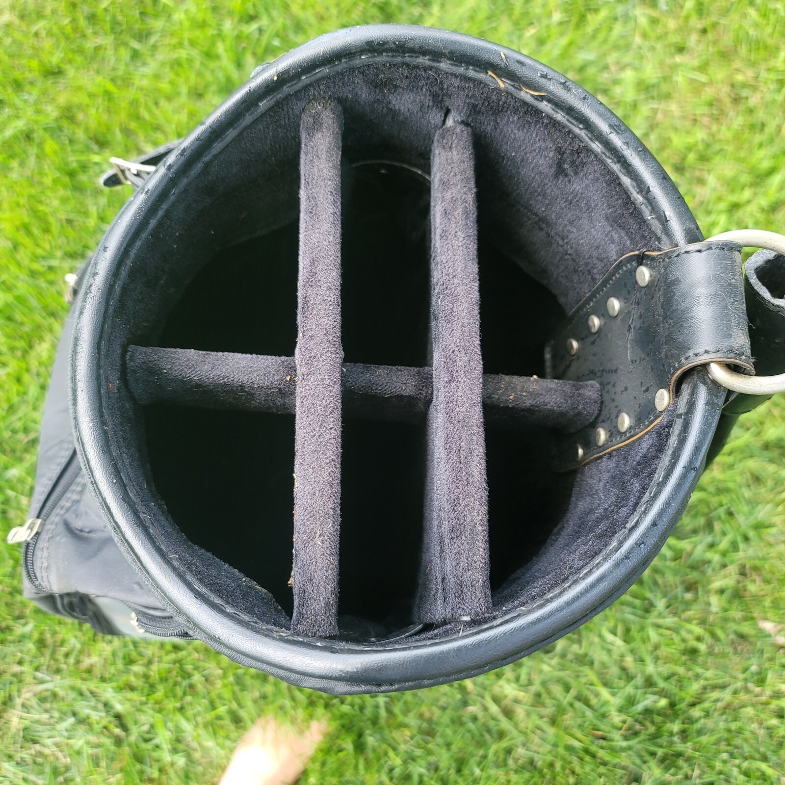 Jack Nicklaus Golf Cart Bag 6 Way 6 Pocket Leather Carry Black White N1