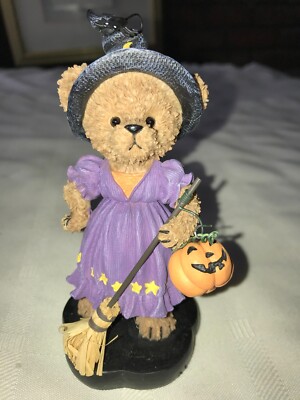 2002 Home Interiors KUDDLES KORNER Calendar BEAR Figure OCTOBER Halloween WITCH