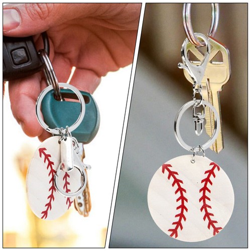 6 Pcs Baseball Wood Chip Keychain Miss Child Party Favors Creative - Picture 5 of 12