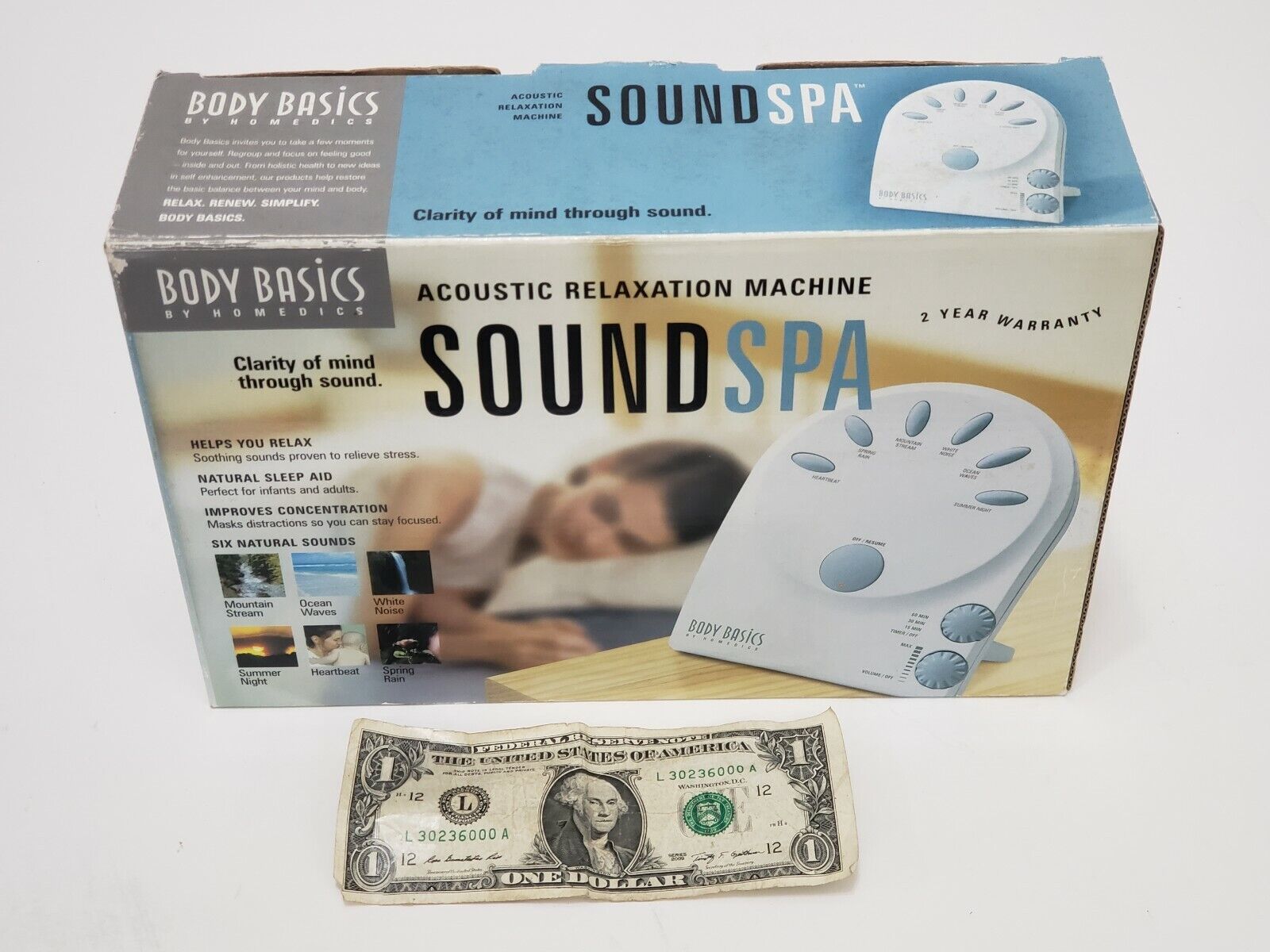 Homedics Body Basics - Sound Spa - White Noise Sleep Machine - Six Sounds