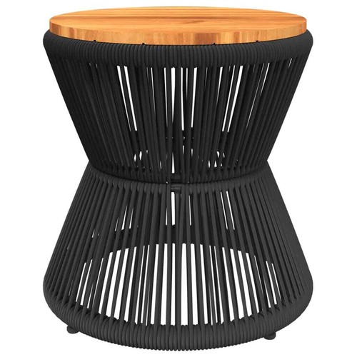 Coffee Table with Wire Base Black Ø 45x44 cm Solid Wood Acacia vidaXL - Picture 6 of 11
