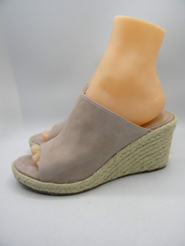 Stuart Weitzman WONDA Beige Nubuck Espadrille Wedge Heel Slide Sandal Sz 9 NEW - Picture 6 of 18