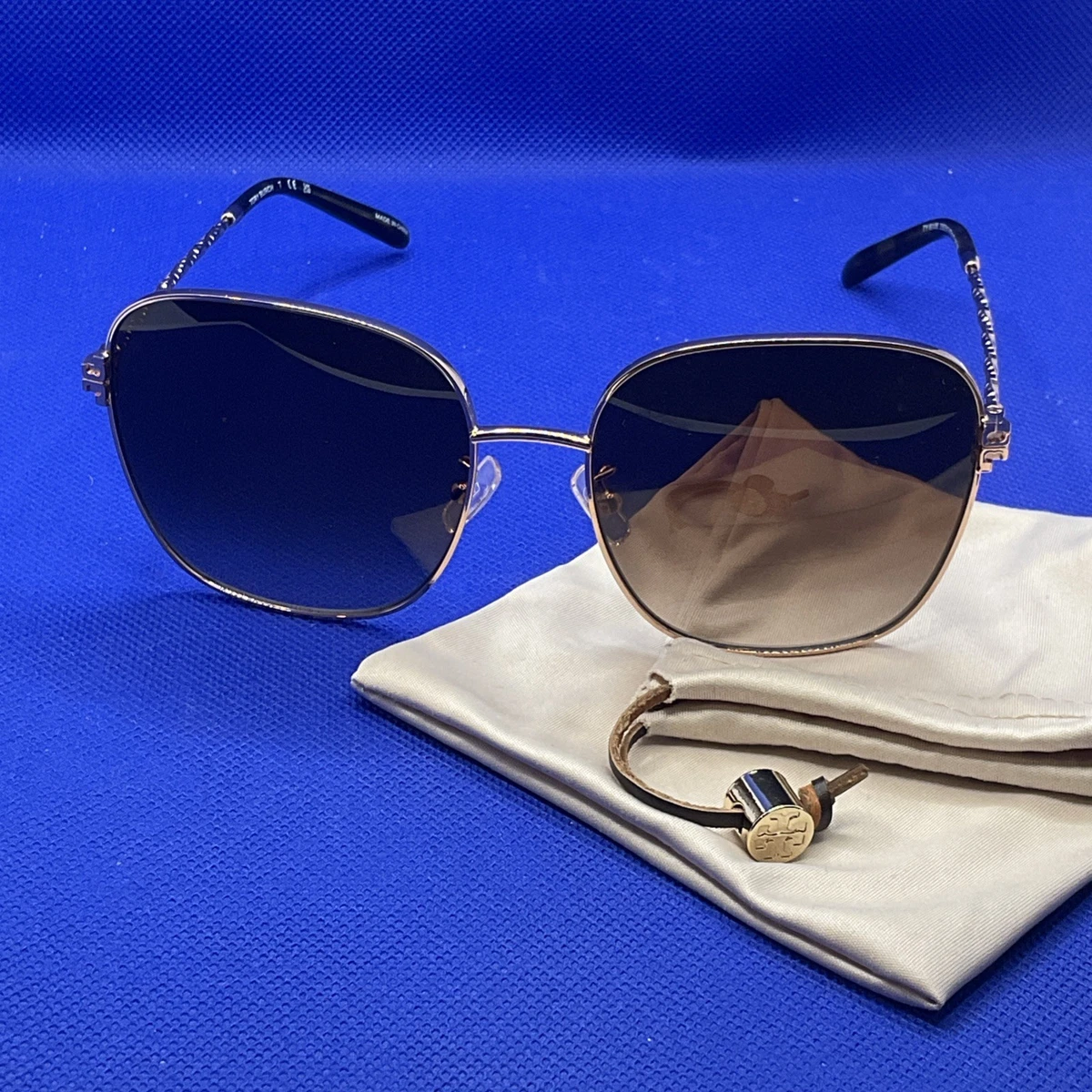 NIB Tory Burch TY7205D 56mm Square Gradient Sunglasses Transparent Pink Miller Oversized Square Sunglasses: Women main image 2