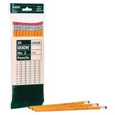 Dixon No. 2 Yellow Pencils, Wood-Cased, Black 1 Count Pack of 20 ,